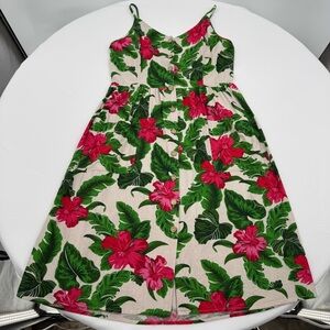 One Love Clothing Los Angeles Midi Sundress‎ Size M Hibiscus Tropical Linen